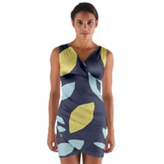 Laser Lemon Navy Wrap Front Bodycon Dress by andStretch