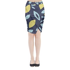 Laser Lemon Navy Midi Wrap Pencil Skirt by andStretch