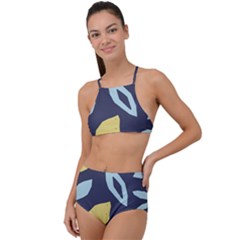 Laser Lemon Navy High Waist Tankini Set