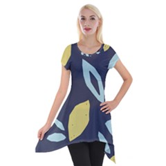 Laser Lemon Navy Short Sleeve Side Drop Tunic by andStretch