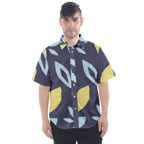 Laser Lemon Navy Men s Short Sleeve Shirt by andStretch