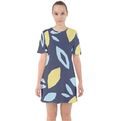 Laser Lemon Navy Sixties Short Sleeve Mini Dress by andStretch