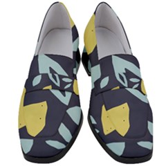 Laser Lemon Navy Women s Chunky Heel Loafers by andStretch