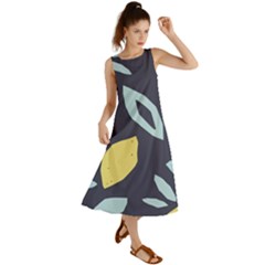 Laser Lemon Navy Summer Maxi Dress by andStretch