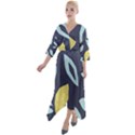 Laser Lemon Navy Quarter Sleeve Wrap Front Maxi Dress View1