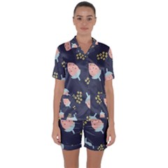 Strawberry Fields Satin Short Sleeve Pyjamas Set by andStretch