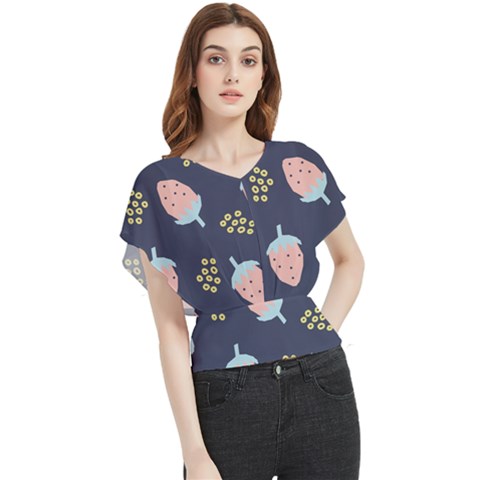 Strawberry Fields Butterfly Chiffon Blouse by andStretch