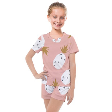 Pineapple Fields Kids  Mesh Tee And Shorts Set by andStretch