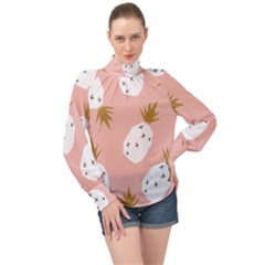 Pineapple Fields High Neck Long Sleeve Chiffon Top by andStretch