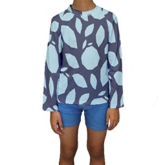 Orchard Fruits In Blue Kids  Long Sleeve Swimwear by andStretch