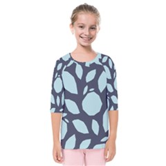 Orchard Fruits In Blue Kids  Quarter Sleeve Raglan Tee