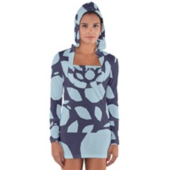 Orchard Fruits In Blue Long Sleeve Hooded T-shirt by andStretch