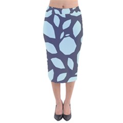 Orchard Fruits In Blue Velvet Midi Pencil Skirt by andStretch