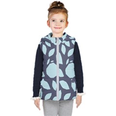 Orchard Fruits In Blue Kids  Hooded Puffer Vest by andStretch