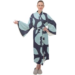 Orchard Fruits In Blue Maxi Velour Kimono