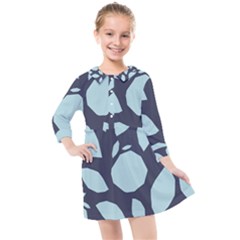 Orchard Fruits In Blue Kids  Quarter Sleeve Shirt Dress by andStretch