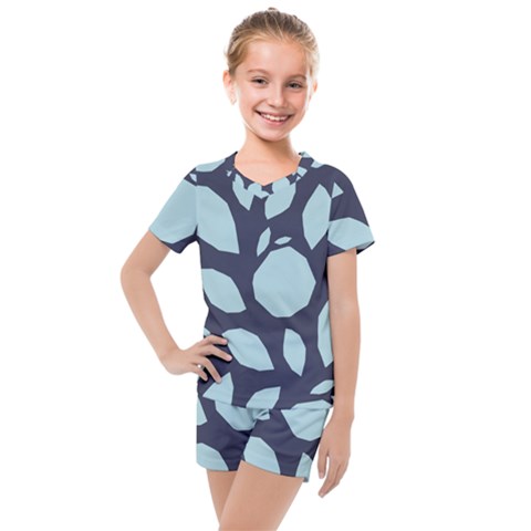 Orchard Fruits In Blue Kids  Mesh Tee And Shorts Set by andStretch