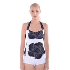 Black Rose Boyleg Halter Swimsuit 