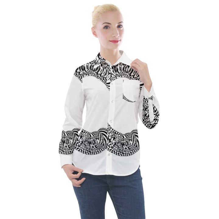 Letter C  Women s Long Sleeve Pocket Shirt