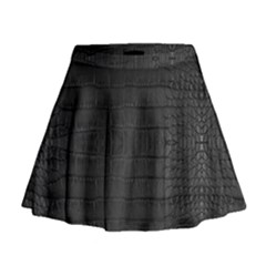 Black Alligator Skin Mini Flare Skirt by LoolyElzayat