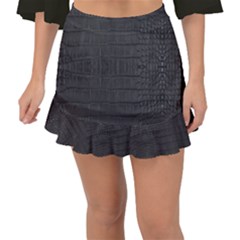 Black Alligator Skin Fishtail Mini Chiffon Skirt by LoolyElzayat