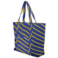 Yellow Blue Stripped Fish Zip Up Canvas Bag by LoolyElzayat