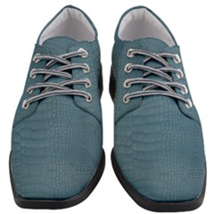 Turquoise Alligator Skin Women Heeled Oxford Shoes by LoolyElzayat