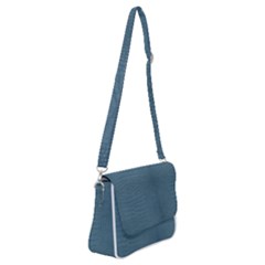 Turquoise Alligator Skin Shoulder Bag With Back Zipper by LoolyElzayat