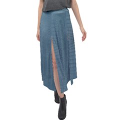 Turquoise Alligator Skin Velour Split Maxi Skirt by LoolyElzayat