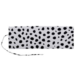 Black And White Seamless Cheetah Spots Roll Up Canvas Pencil Holder (m) by LoolyElzayat
