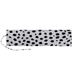 Black And White Seamless Cheetah Spots Roll Up Canvas Pencil Holder (l)