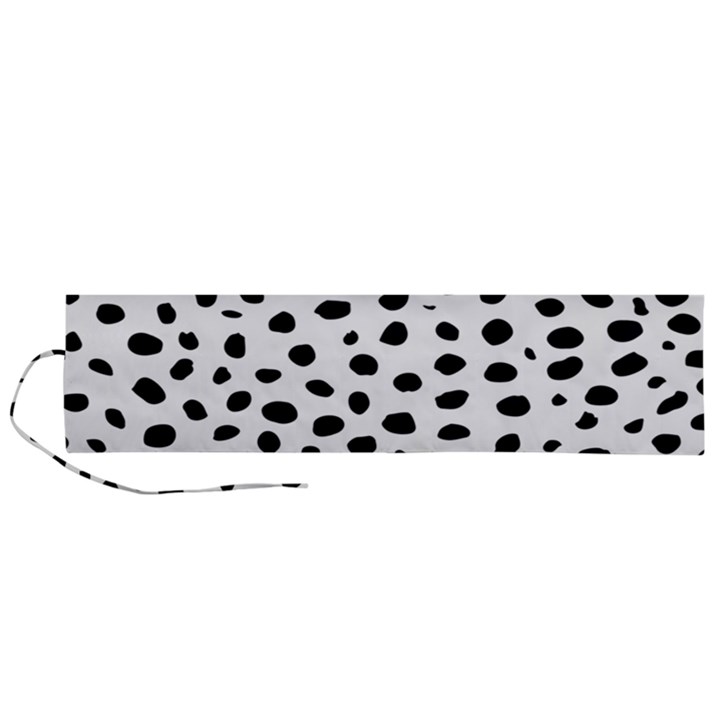 Black And White Seamless Cheetah Spots Roll Up Canvas Pencil Holder (L)
