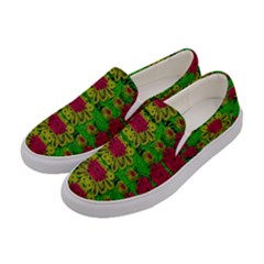 Rainbow Forest The Home Of The Metal Peacocks Women s Canvas Slip Ons by pepitasart