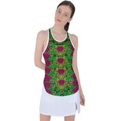 Rainbow Forest The Home Of The Metal Peacocks Racer Back Mesh Tank Top by pepitasart