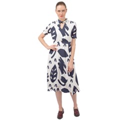 Orchard Leaves Keyhole Neckline Chiffon Dress