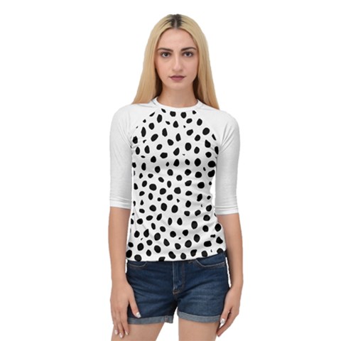  Black And White Seamless Cheetah Spots Quarter Sleeve Raglan Tee by LoolyElzayat