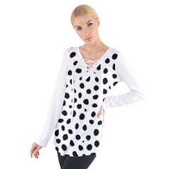  Black And White Seamless Cheetah Spots Tie Up Tee by LoolyElzayat