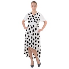  Black And White Seamless Cheetah Spots Front Wrap High Low Dress by LoolyElzayat