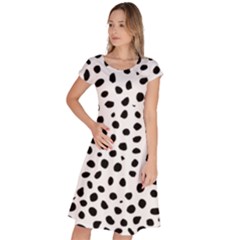  Black And White Seamless Cheetah Spots Classic Short Sleeve Dress by LoolyElzayat