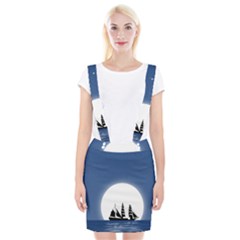 Boat Silhouette Moon Sailing Braces Suspender Skirt by HermanTelo