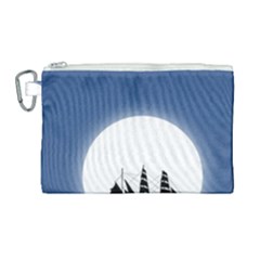 Boat Silhouette Moon Sailing Canvas Cosmetic Bag (large)