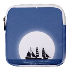 Boat Silhouette Moon Sailing Mini Square Pouch by HermanTelo