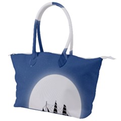 Boat Silhouette Moon Sailing Canvas Shoulder Bag