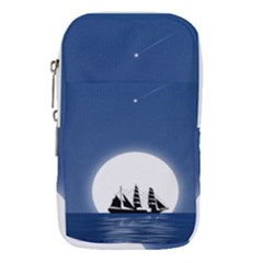 Boat Silhouette Moon Sailing Waist Pouch (large) by HermanTelo