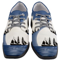 Boat Silhouette Moon Sailing Women Heeled Oxford Shoes