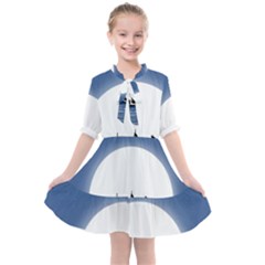 Boat Silhouette Moon Sailing Kids  All Frills Chiffon Dress