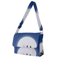 Boat Silhouette Moon Sailing Full Print Messenger Bag (l)