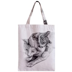Cat Drawing Art Zipper Classic Tote Bag