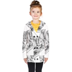 Cat Drawing Art Kids  Double Breasted Button Coat by HermanTelo