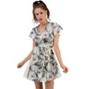 Cat Drawing Art Flutter Sleeve Wrap Dress View1